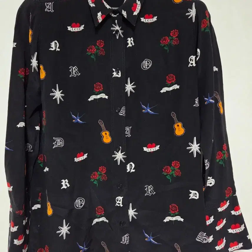 [BUNJANG] Sandro Printed Shirt (55-66) Black / 산드로 프린트 셔츠(55-66)블랙