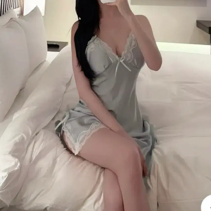 [BUNJANG] Lace Slip Dress Pajama Homewear / 레이스 슬립원피스 파자마 홈웨어-새제품