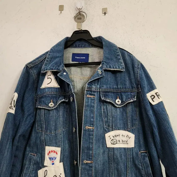 [BUNJANG] Frank Stone Denim Jacket with Patches / 프랭크스톤 데님 자켓 청자켓 패치 장식