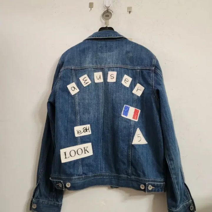 [BUNJANG] Frank Stone Denim Jacket with Patches / 프랭크스톤 데님 자켓 청자켓 패치 장식