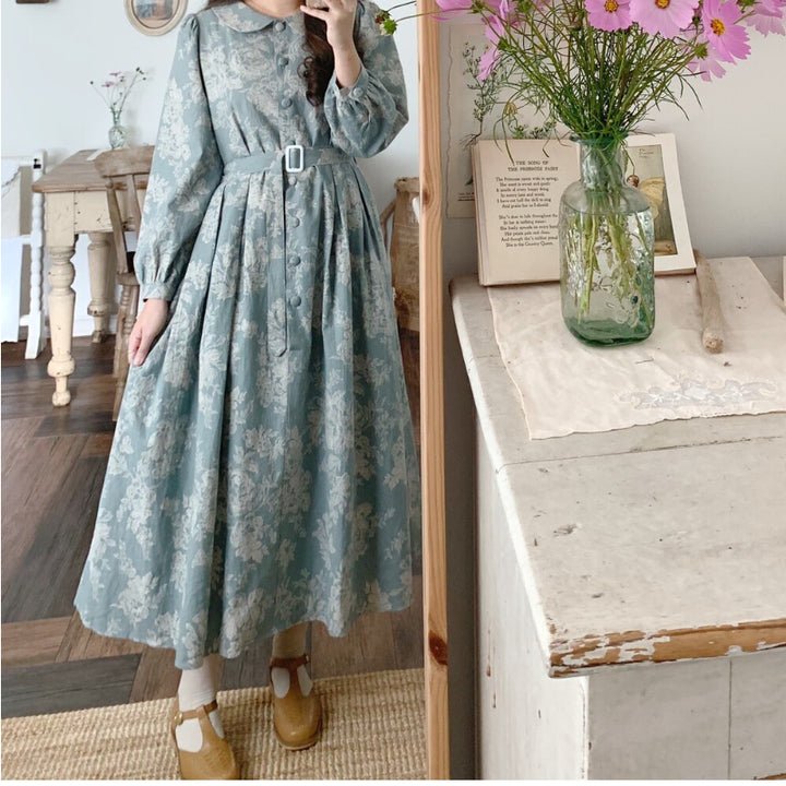 [BUNJANG] Mimi Boutique Autumn Belt Dress Blue / 미미부티크 어텀 벨트 원피스 블루