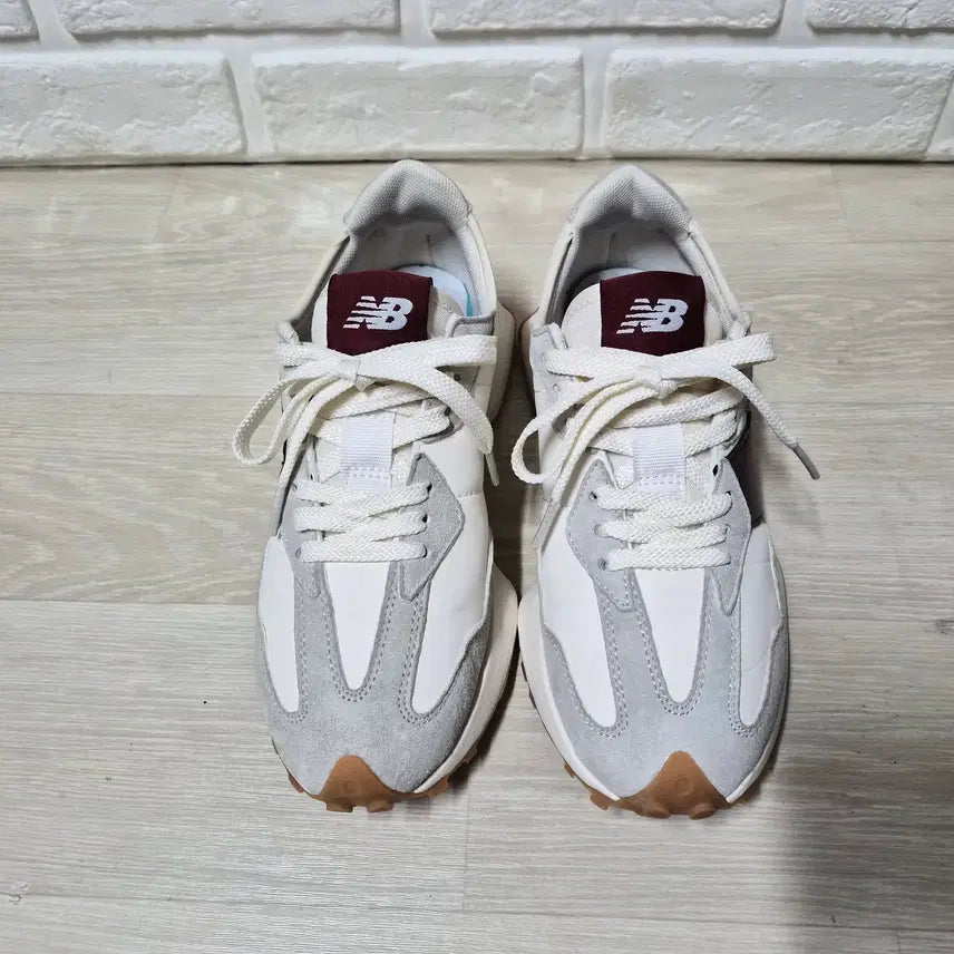 [BUNJANG] New Balance 327 Burgundy Leather Sneakers / 뉴발란스 327 버건디 레더 230mm
