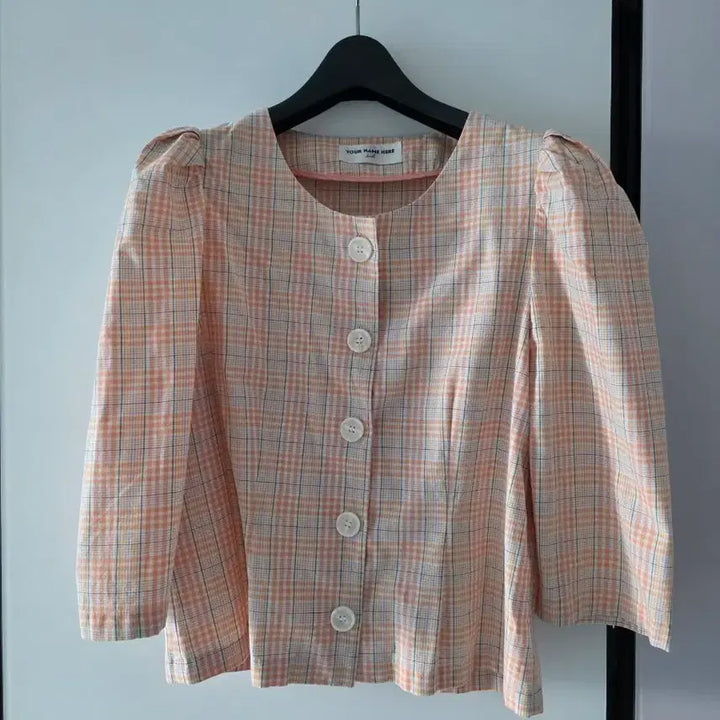 [BUNJANG] Your Name Here Orange Check Blouse / 유어네임히어  블라우스