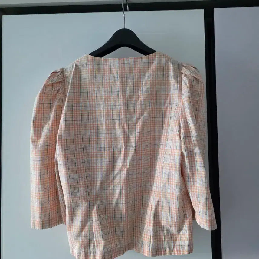 [BUNJANG] Your Name Here Orange Check Blouse / 유어네임히어  블라우스