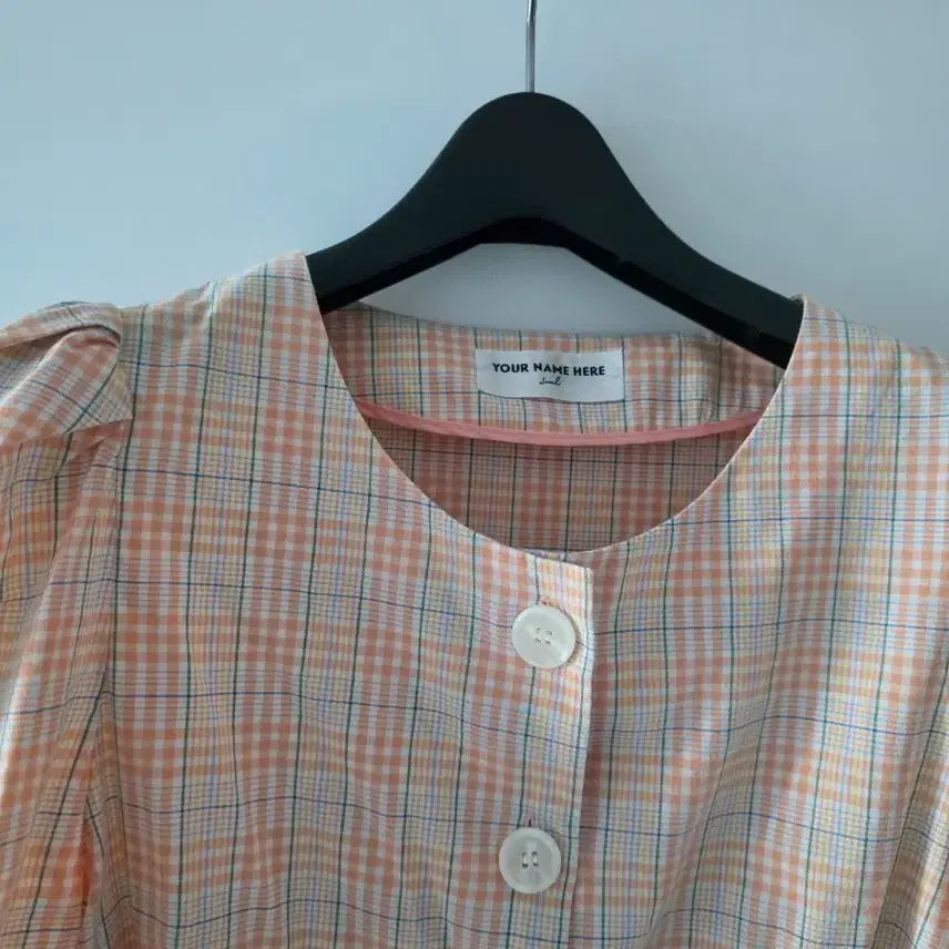 [BUNJANG] Your Name Here Orange Check Blouse / 유어네임히어  블라우스
