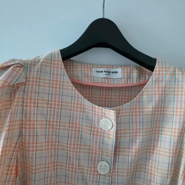 [BUNJANG] Your Name Here Orange Check Blouse / 유어네임히어  블라우스