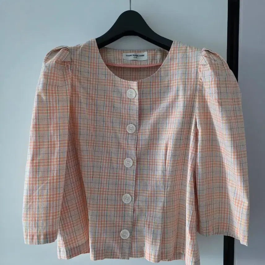 [BUNJANG] Your Name Here Orange Check Blouse / 유어네임히어  블라우스