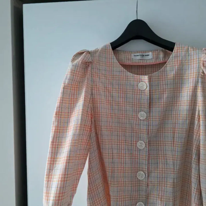 [BUNJANG] Your Name Here Orange Check Blouse / 유어네임히어  블라우스