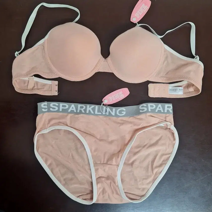 [BUNJANG] Wire Bra and Panty Set 80B / 새상품)와이어 면스판브라세트 80B.팬티M95호 핑크스파클링 살구색