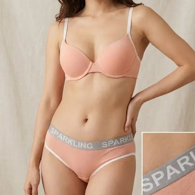 [BUNJANG] Wire Bra and Panty Set 80B / 새상품)와이어 면스판브라세트 80B.팬티M95호 핑크스파클링 살구색