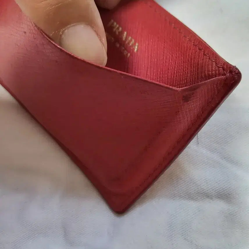 [BUNJANG] Prada Saffiano Card Holder Red / 프라다 사피아노 카드지갑 레드