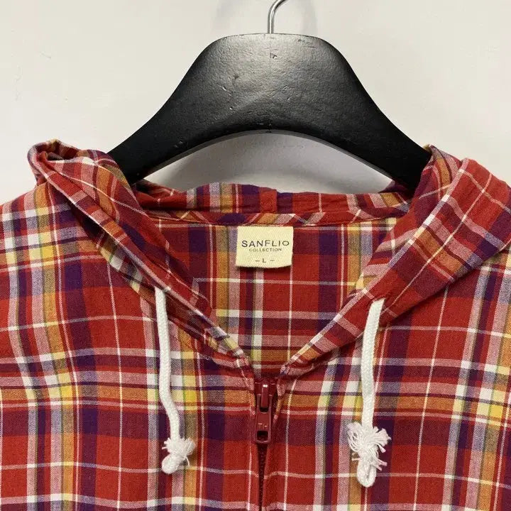 [BUNJANG] SANFLIO Vintage Checkered Hoodie Jacket / 빈티지 SANFLIO 체크 후드자켓