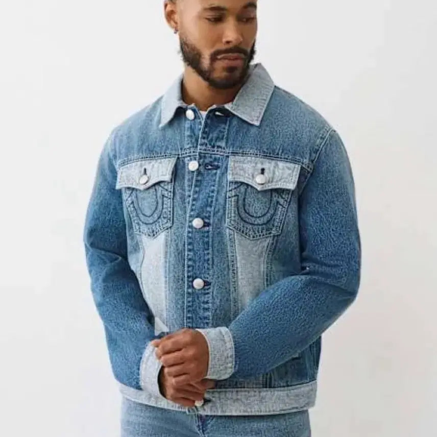[BUNJANG] True Religion Reverse Two-Tone Denim Jacket / [새상품/미국] 트루릴리전 투톤 데님 자켓 M (리버스트러커700781)