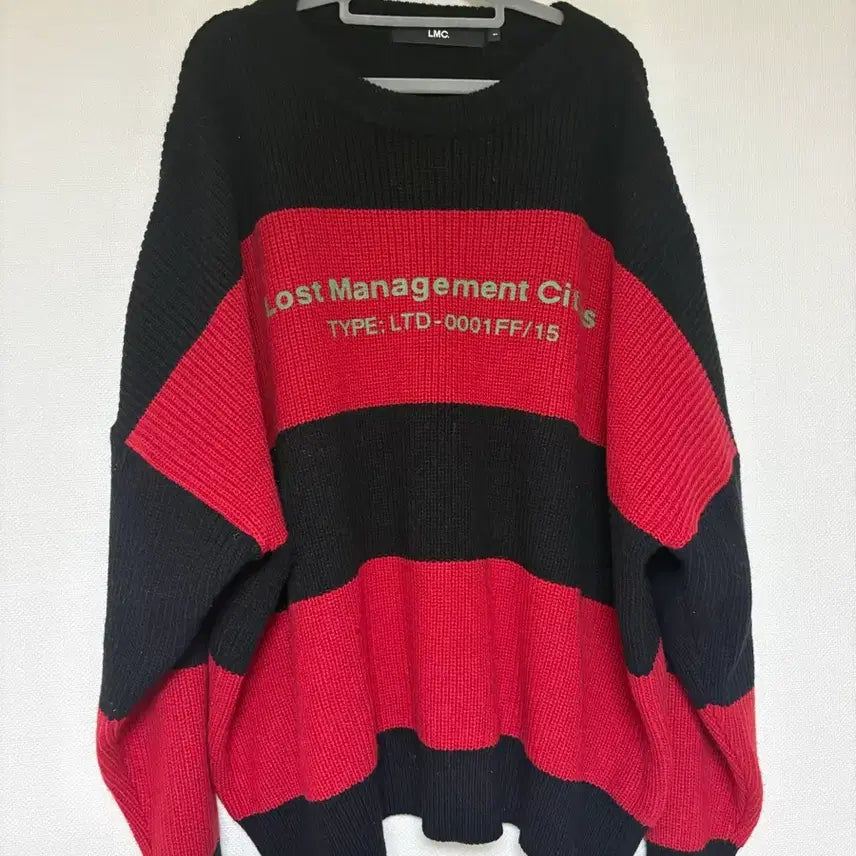 [BUNJANG] LMC Red Black Stripe Knit Sweater / LMC 레드 블랙 스트라이프 니트 1사이즈
