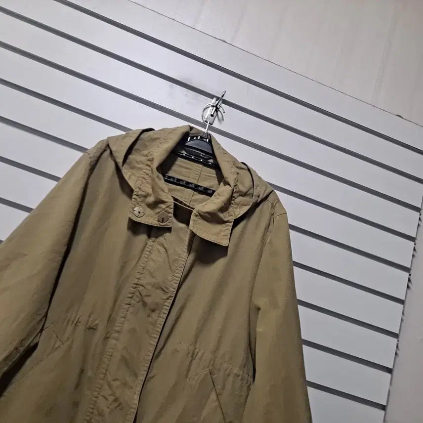 [BUNJANG] Unbranded Khaki Cotton Hooded Long Coat / 여성 카키 면 후드 롱코트88/옷장꾸미기
