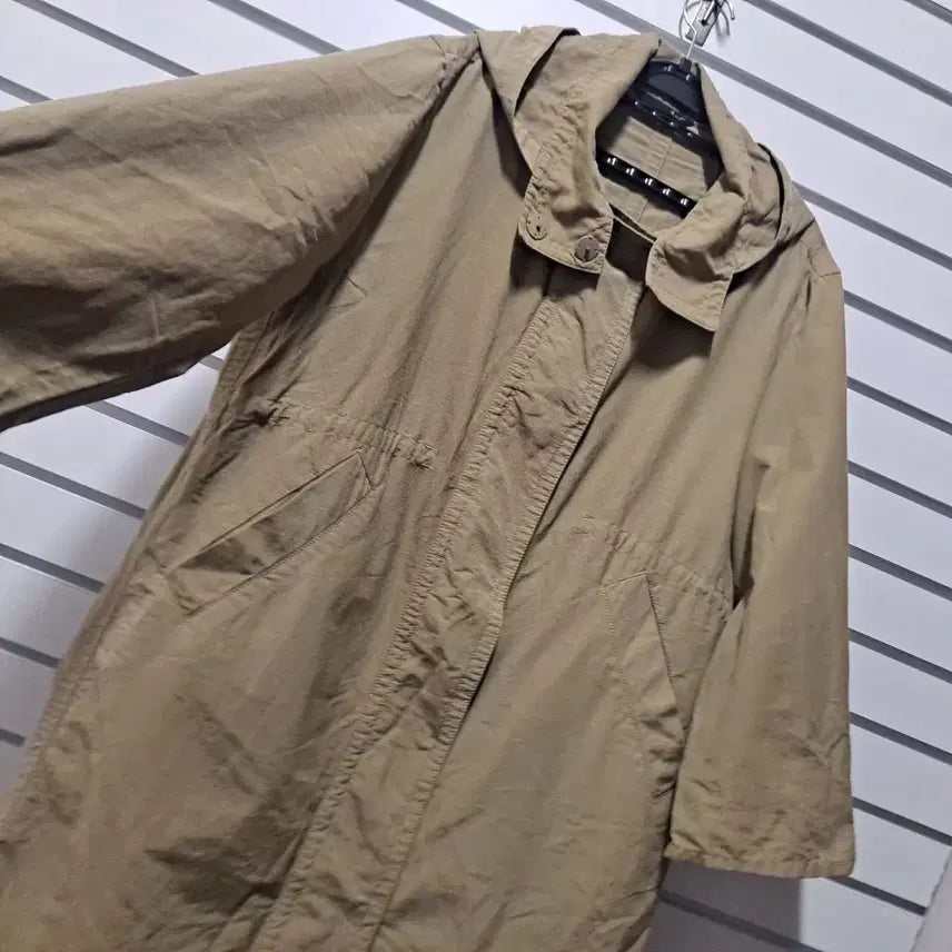 [BUNJANG] Unbranded Khaki Cotton Hooded Long Coat / 여성 카키 면 후드 롱코트88/옷장꾸미기
