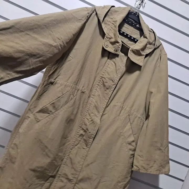 [BUNJANG] Unbranded Khaki Cotton Hooded Long Coat / 여성 카키 면 후드 롱코트88/옷장꾸미기