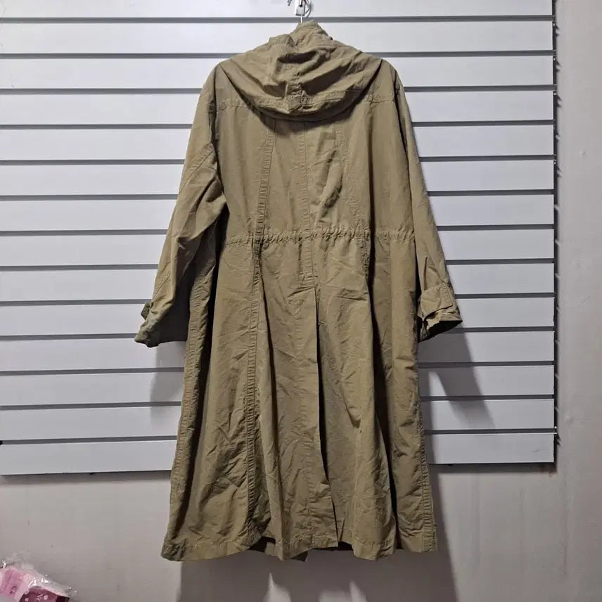 [BUNJANG] Unbranded Khaki Cotton Hooded Long Coat / 여성 카키 면 후드 롱코트88/옷장꾸미기