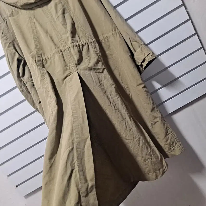 [BUNJANG] Unbranded Khaki Cotton Hooded Long Coat / 여성 카키 면 후드 롱코트88/옷장꾸미기