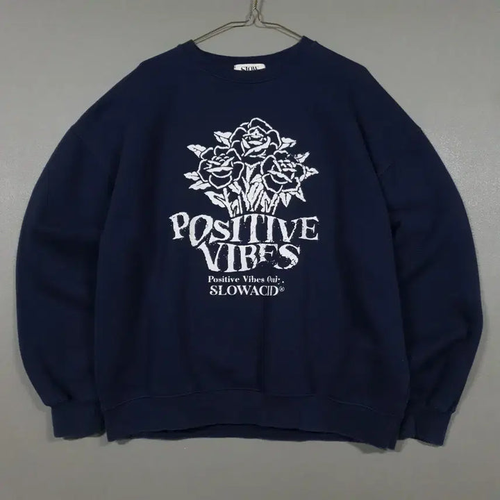 [BUNJANG] Slow Acid 22FW Flower Oversized Sweatshirt Navy / M) 슬로우애시드 신형 22FW 플라워 오버핏 맨투맨 스웻셔츠 네이비
