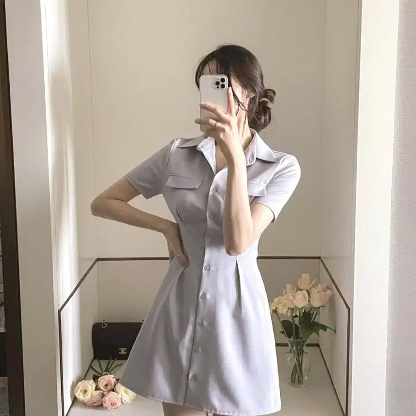[BUNJANG] FromDayOne Shirt Mini Dress / 프롬데이원 셔츠 원피스 (+5cm기장추가)