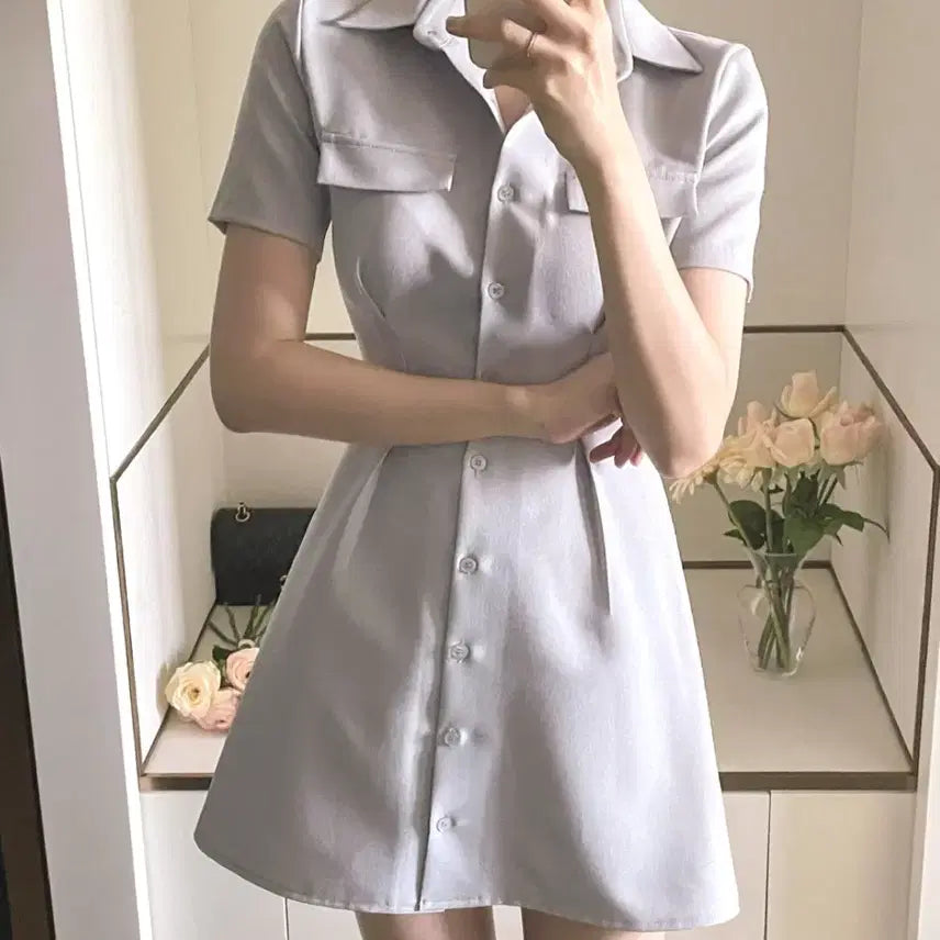 [BUNJANG] FromDayOne Shirt Mini Dress / 프롬데이원 셔츠 원피스 (+5cm기장추가)