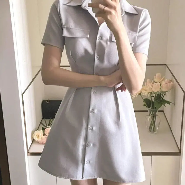 [BUNJANG] FromDayOne Shirt Mini Dress / 프롬데이원 셔츠 원피스 (+5cm기장추가)