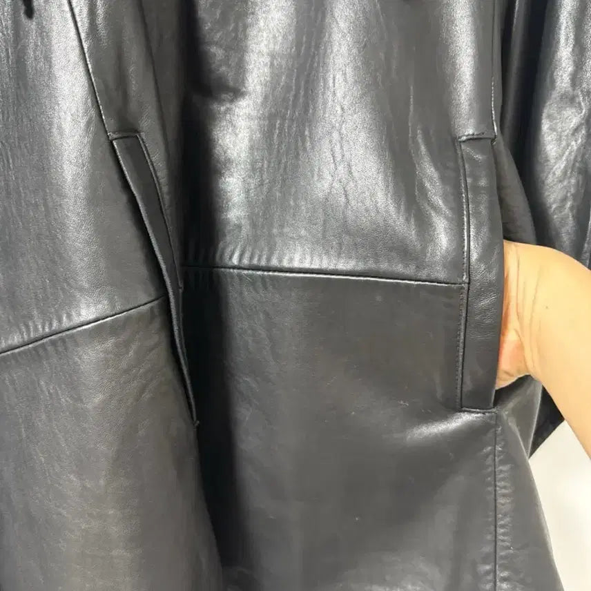 [BUNJANG] Hav Binard Leather Pullover Hoodie Poncho / 하브 비나르드 / 레더 풀오버 후디판초우
