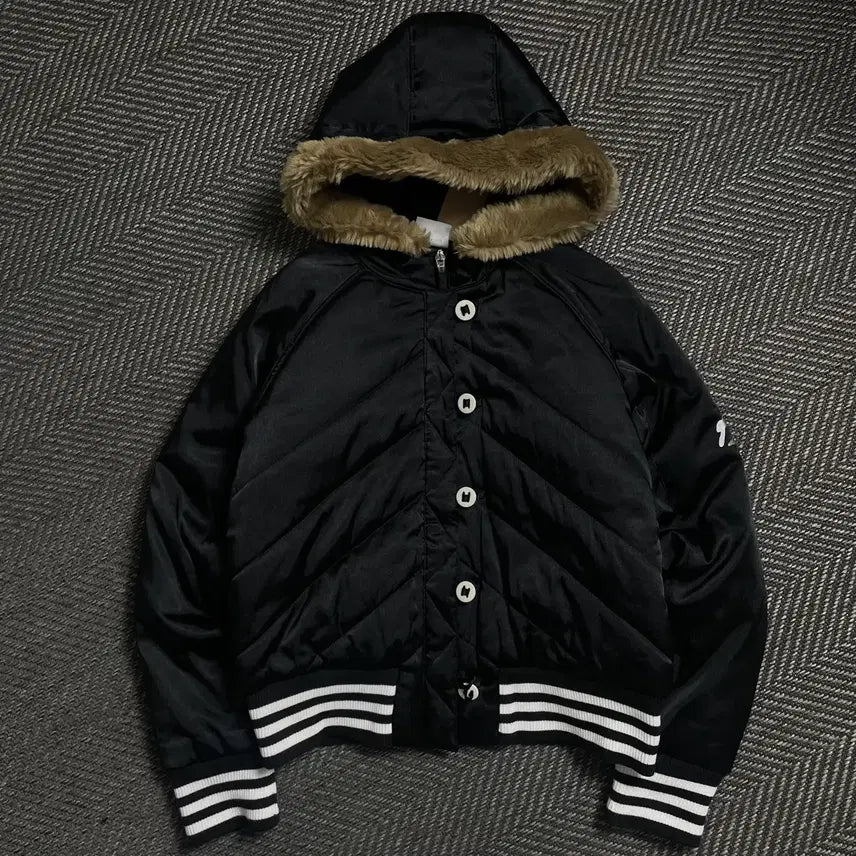 [BUNJANG] Adidas Y2k Cropped Fur Padded Hooded Jumper / 아디다스 y2k 크롭 퍼 패디드 후드 점퍼o 4826