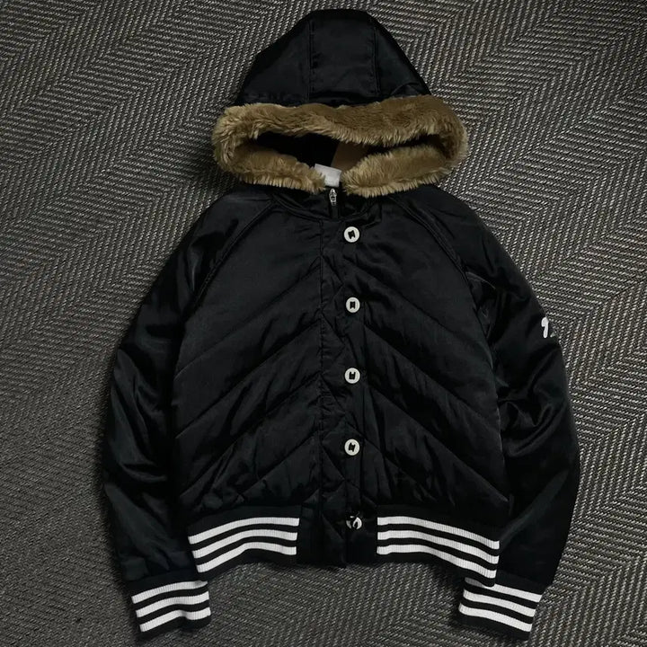 [BUNJANG] Adidas Y2k Cropped Fur Padded Hooded Jumper / 아디다스 y2k 크롭 퍼 패디드 후드 점퍼o 4826