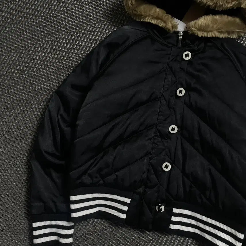 [BUNJANG] Adidas Y2k Cropped Fur Padded Hooded Jumper / 아디다스 y2k 크롭 퍼 패디드 후드 점퍼o 4826