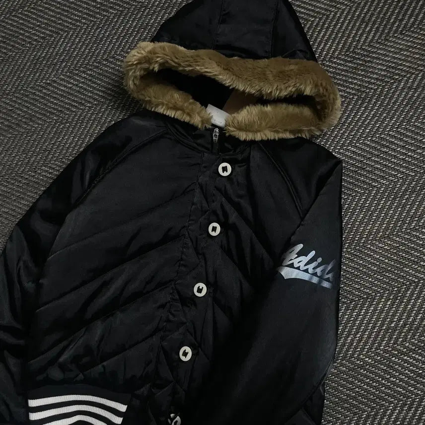[BUNJANG] Adidas Y2k Cropped Fur Padded Hooded Jumper / 아디다스 y2k 크롭 퍼 패디드 후드 점퍼o 4826