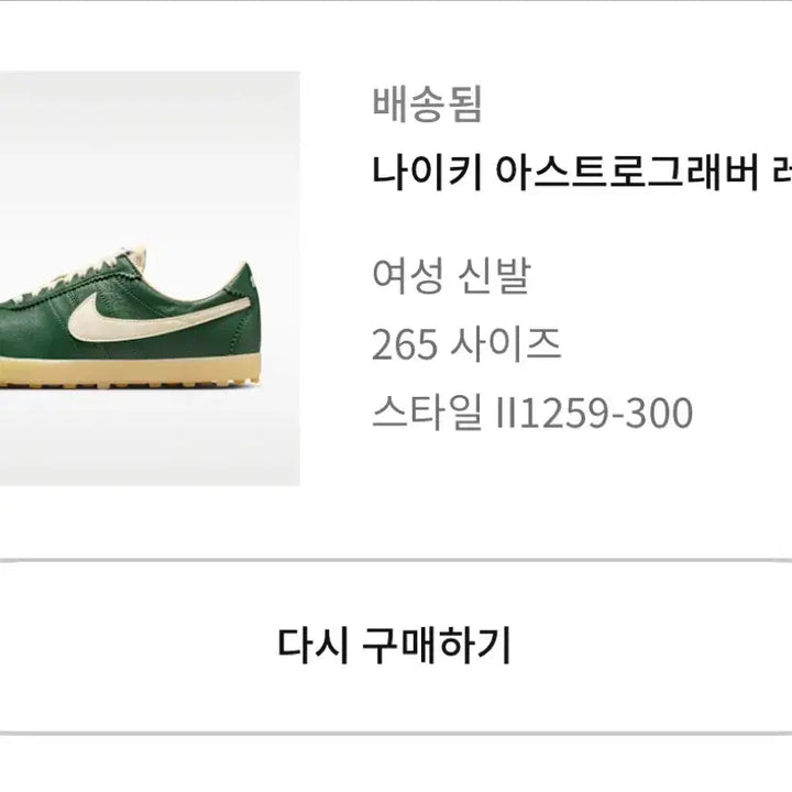 [BUNJANG] Nike Astrograbber Leather Green 265 Shoes / 나이키 아스트로그래버 레더 그린 265