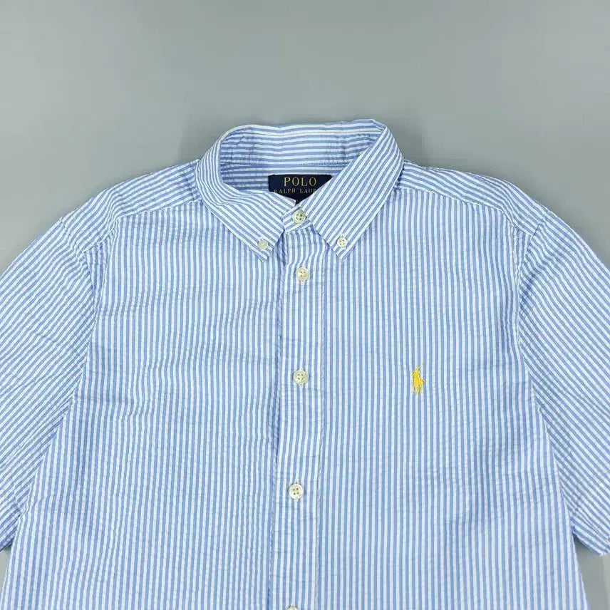 [SOLD OUT] 폴로랄프로렌 스카이블루 화이트 스트라이프 옐로우포니 버튼다운 시어서커 코