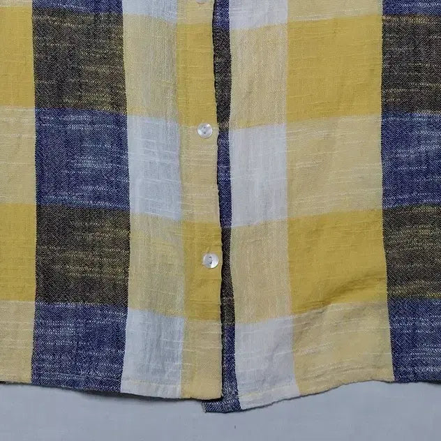 [BUNJANG] Vintage Japanese India Cotton 100% Block Check Band Collar Shirt / [XL] 일본 빈티지 인도 면 100% 블록 체크 밴드카라 셔츠