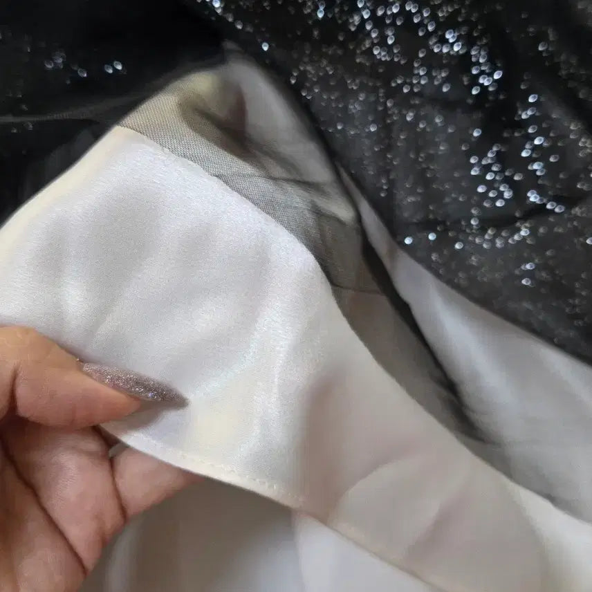 [BUNJANG] Ivana Helsinki Black Pearl Long Chiffon Skirt / 44 이바나헬싱키 블랙 펄 롱 샤스커트 32사이즈(61cm)
