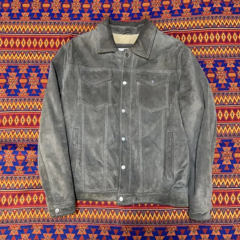 [BUNJANG] Zara Real Leather Shearling Suede Trucker Jacket / [100] 자라 리얼레더 양털 스웨이드 트러커 자켓