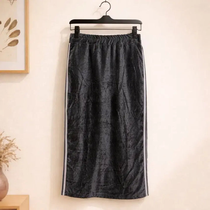 [BUNJANG] Black Side Stripe Long Skirt / 새상품:) 검정색 옆줄 롱 스커트