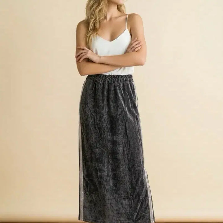 [BUNJANG] Black Side Stripe Long Skirt / 새상품:) 검정색 옆줄 롱 스커트