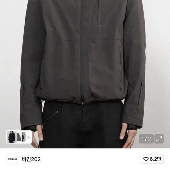 [BUNJANG] Begin 202 Structure Hoodie Jumper Charcoal 1size / 비긴202 스트럭처 후디 점퍼 차콜 1size