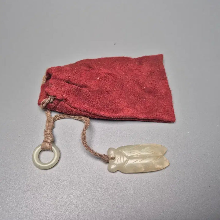 [BUNJANG] Antique Jade Ornamented Gombandae Set / 청 동제 연두 옥선추 부 연낭 곰방대