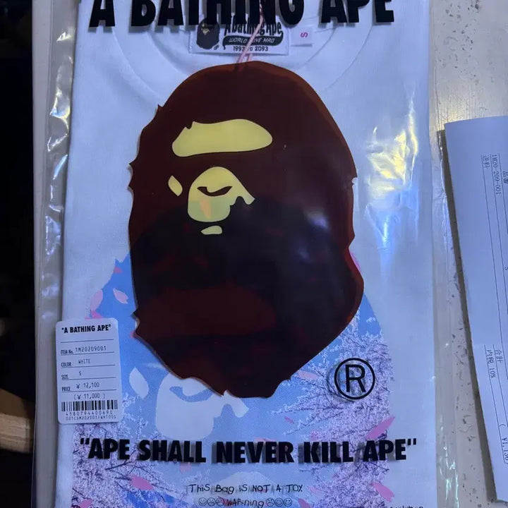 [BUNJANG] BAPE Sakura Mini T-shirt White (W) / 베이프 사쿠라 포토 에이프 헤드 미니 티셔츠 화이트(W) S