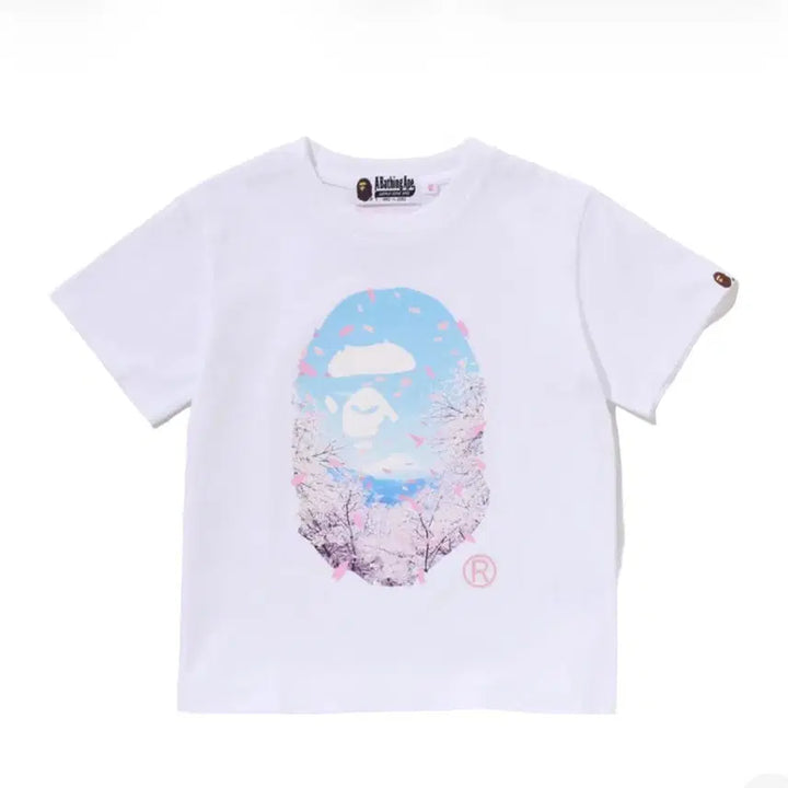 [BUNJANG] BAPE Sakura Mini T-shirt White (W) / 베이프 사쿠라 포토 에이프 헤드 미니 티셔츠 화이트(W) S