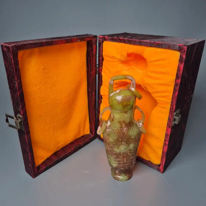 [BUNJANG] Jade Dǒuchí Patterned Covered Vase Antique Sculpture / 옥제 도철문 쌍이 유개병 골동품 옥기류 옥 고미술품 수집품 조각품