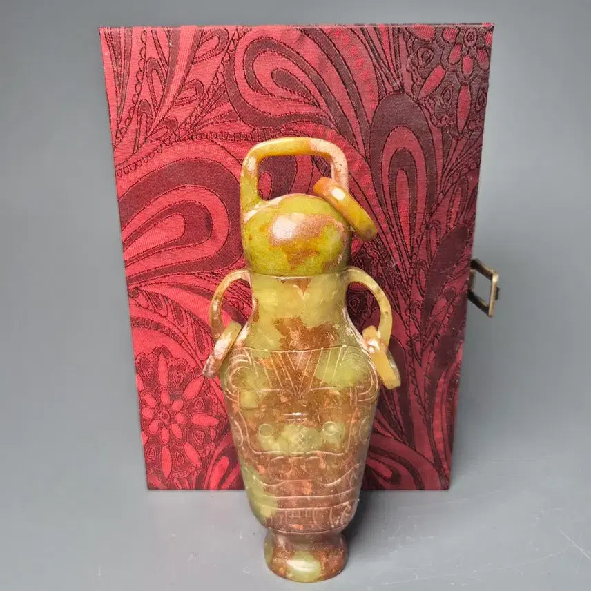 [BUNJANG] Jade Dǒuchí Patterned Covered Vase Antique Sculpture / 옥제 도철문 쌍이 유개병 골동품 옥기류 옥 고미술품 수집품 조각품
