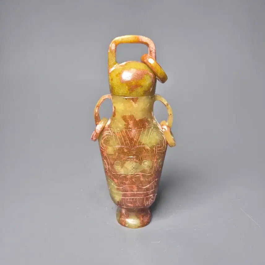 [BUNJANG] Jade Dǒuchí Patterned Covered Vase Antique Sculpture / 옥제 도철문 쌍이 유개병 골동품 옥기류 옥 고미술품 수집품 조각품