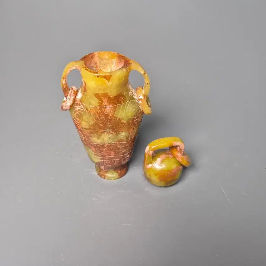 [BUNJANG] Jade Dǒuchí Patterned Covered Vase Antique Sculpture / 옥제 도철문 쌍이 유개병 골동품 옥기류 옥 고미술품 수집품 조각품