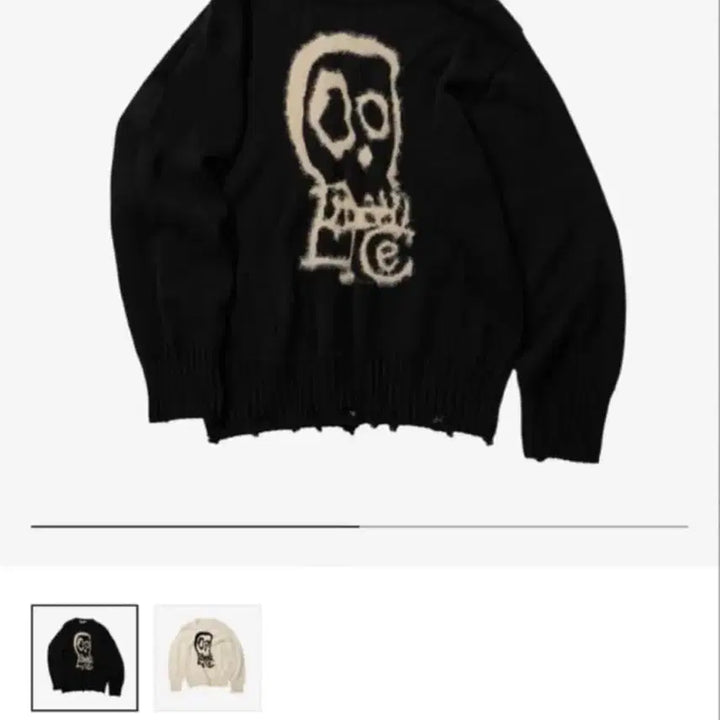 [BUNJANG] Etce Skull Cotton Knit Black / Etce 스컬 코튼 니트 블랙