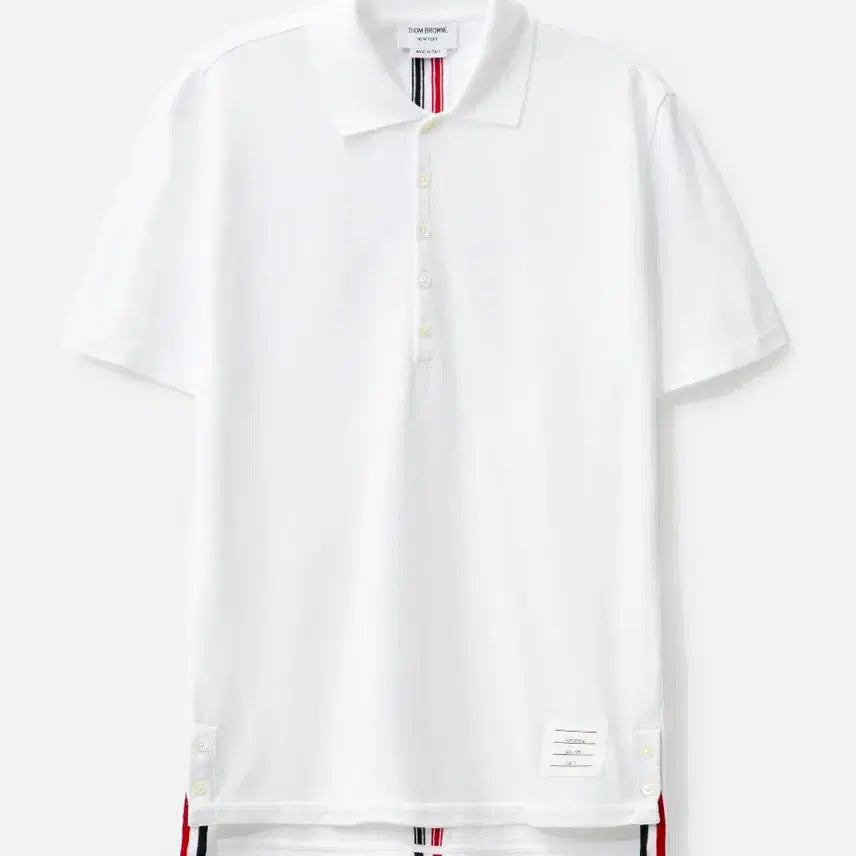 [BUNJANG] Thom Browne Center Back Stripe White Pique Polo Shirt / 명품 톰브라운 센터백 스트라이프 화이트 피케 폴로셔츠 카라티 테니스 골프