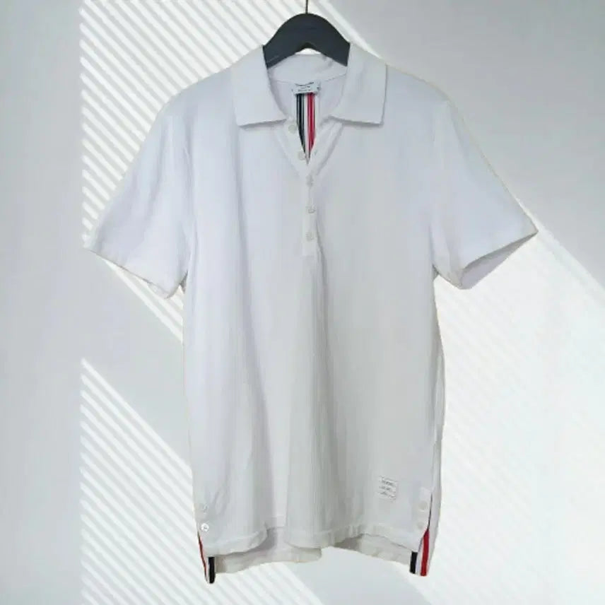 [BUNJANG] Thom Browne Center Back Stripe White Pique Polo Shirt / 명품 톰브라운 센터백 스트라이프 화이트 피케 폴로셔츠 카라티 테니스 골프
